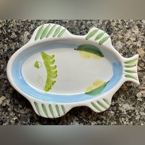 Caleca Italian Pottery Fish 10x7 Hand Painted.